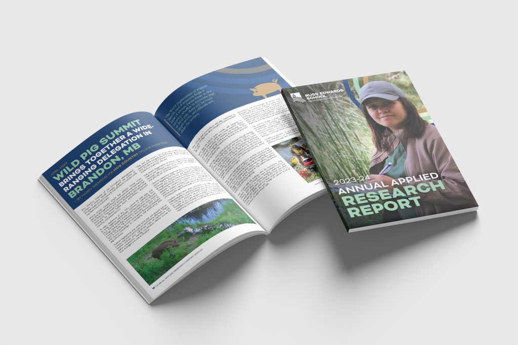 Digital mockup of the 2023-24 Assiniboine College Applied Annual Research Report.